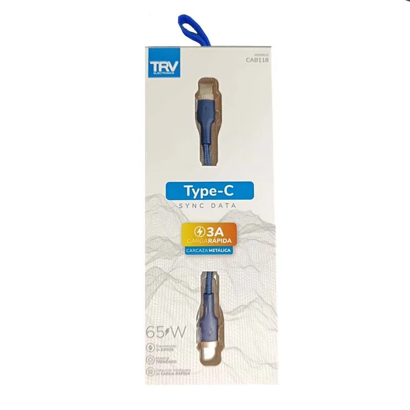 Cable TRV Usb C a Usb C Mallado 3A