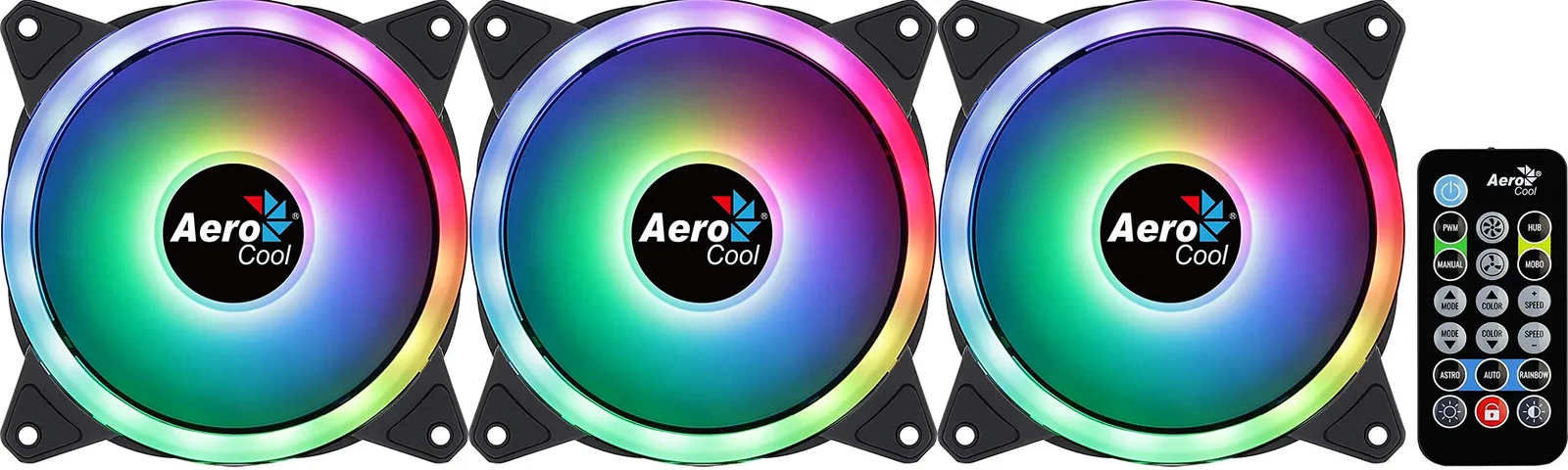 Cooler FAN Aerocool DUO 12 PRO (3 x 120MM ARGB Fans + HUB H66F + Control Remoto) Kit