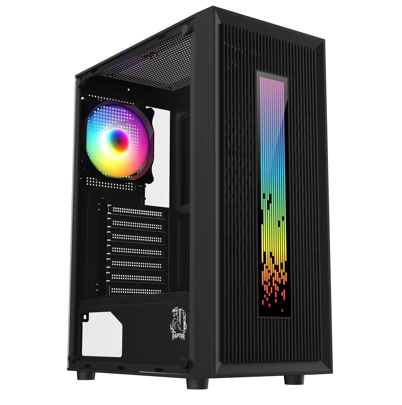 Gabinete Raptor Vortex TG Mid-Tower RGB Back Fan x1 + Led Front w/button control