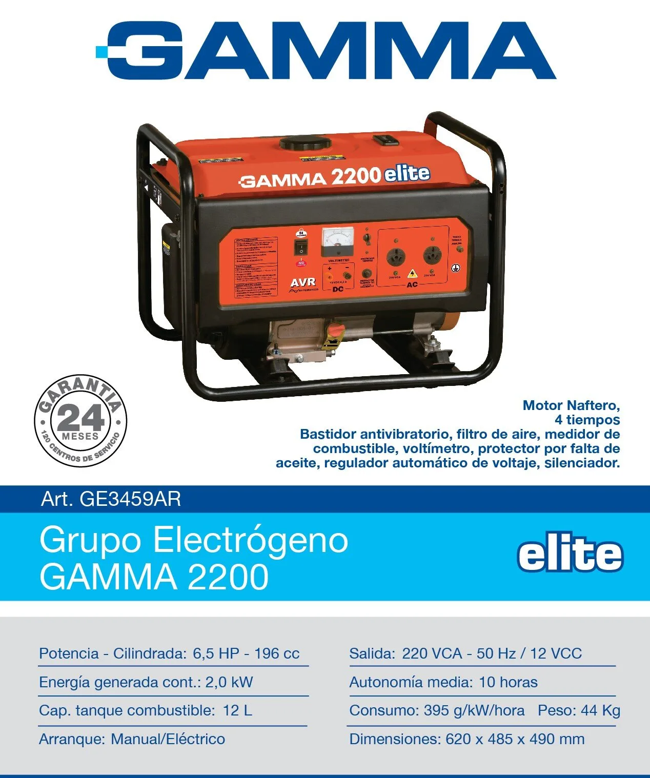 Grupo Electrogeno Gamma Elite 2200 E Generador