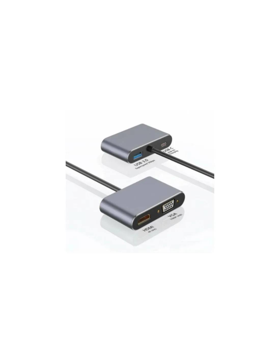 Hub 4 EN 1 USB Tipo C (USB 3.0/HDMI/VGA/USB TIPO C)