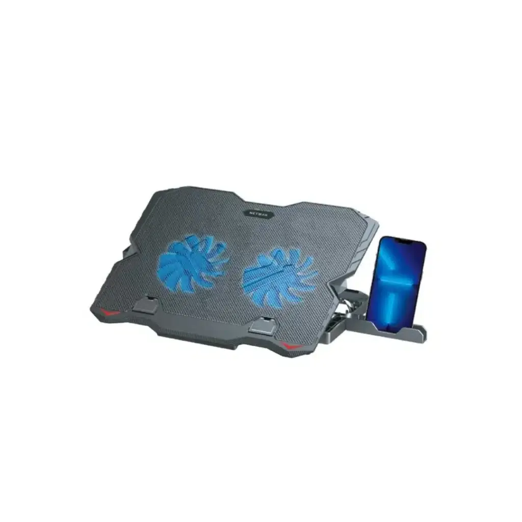 NETMAK BASE NOTEBOOK / DOBLE COOLER + SOPORTE CELULAR / GAMER NM-N134