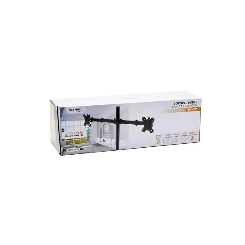 NETMAK SOPORTE DOBLE MONITOR 10″-32″ DOS BRAZOS ARTICULADOS NM-ST18