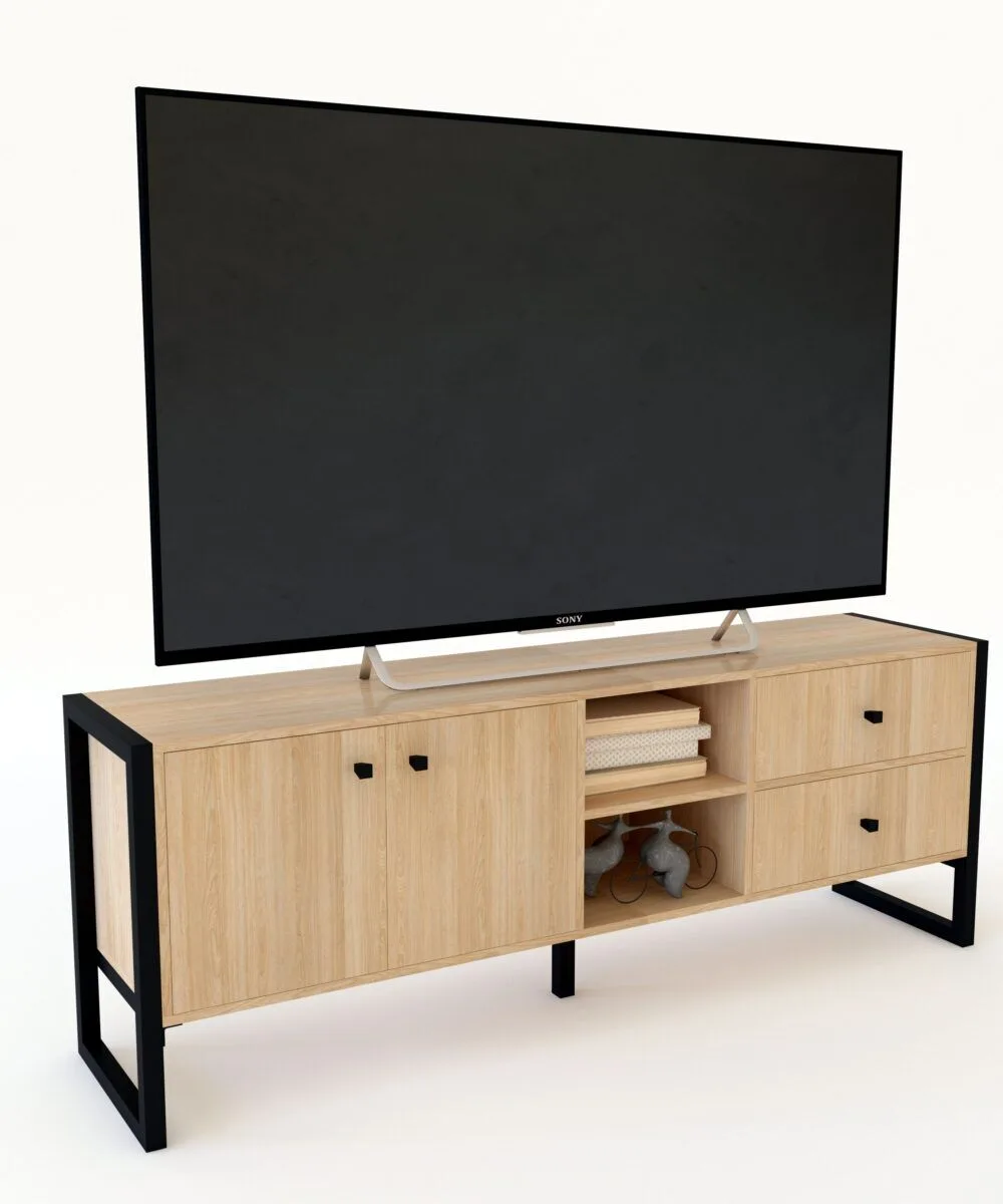 Rack Steel Delos TV 65″ 2 Puertas 2 Cajones